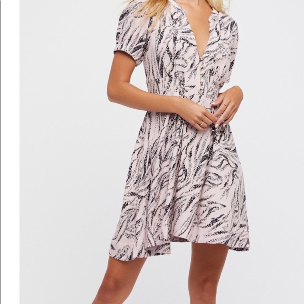 Free People Pink and Black Mini Dress